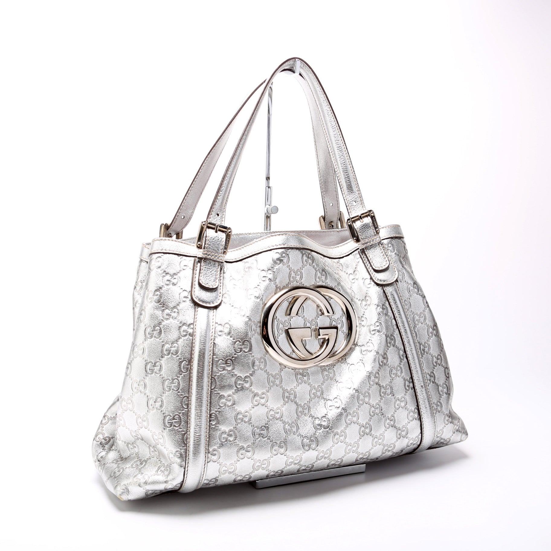 Gucci 162094 G Leather Britt Medium Tote Bag