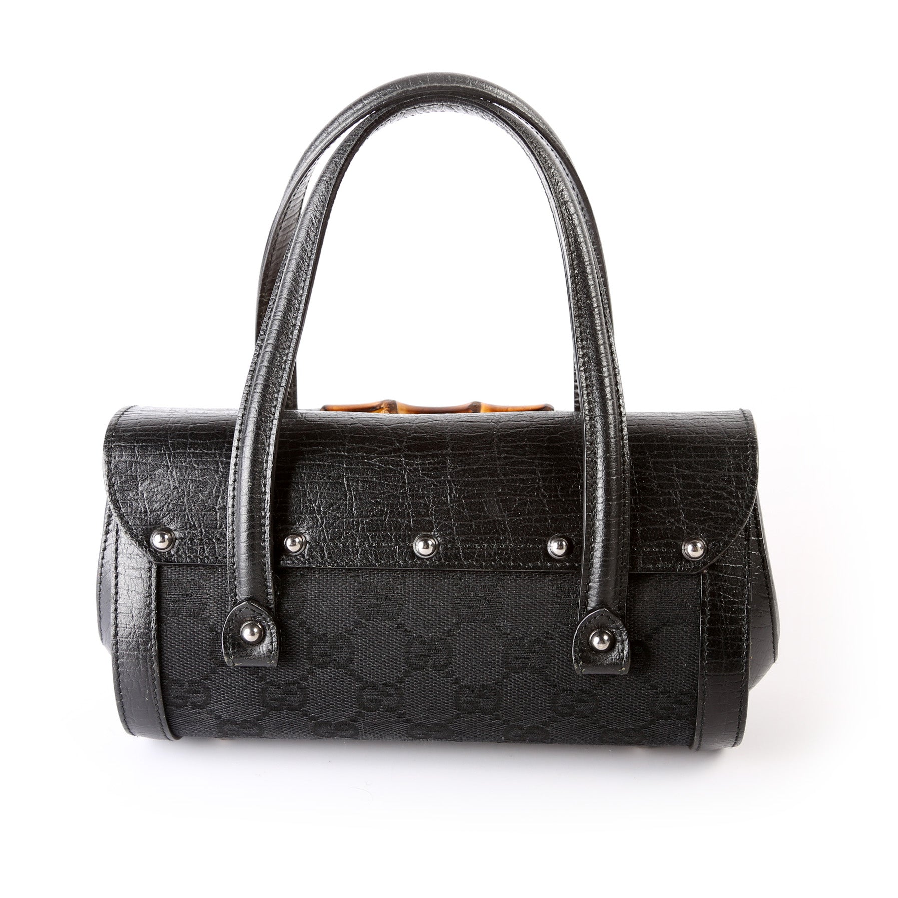 Gucci 114991 GG Canvas Bamboo Bullet Bag