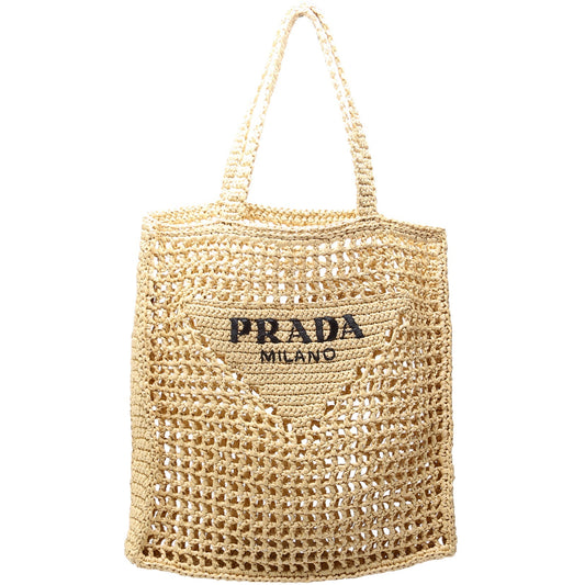 Prada Raffia Crochet Tote Bag