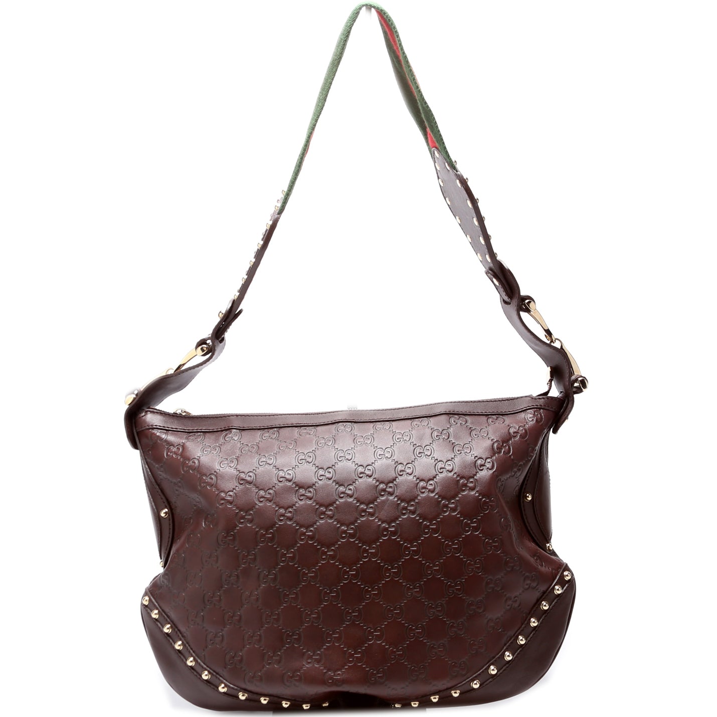 Gucci 153691 Leather Studded Pelham Hobo Bag