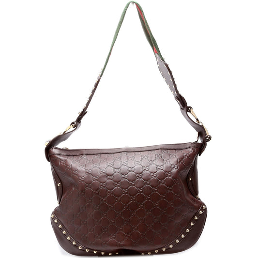 Gucci 153691 Leather Studded Pelham Hobo Bag
