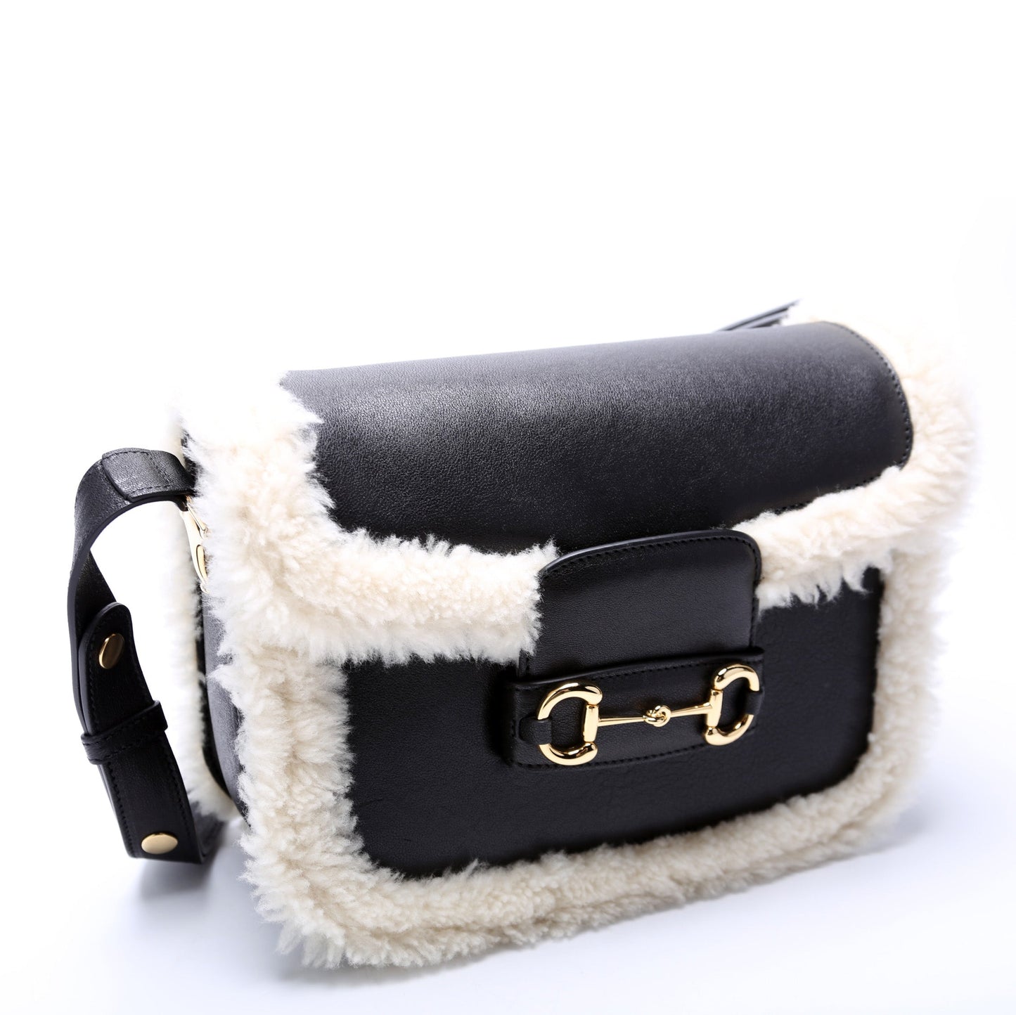 Gucci 602204 Horsebit 1955 Shearling/Leather Shoulder Bag