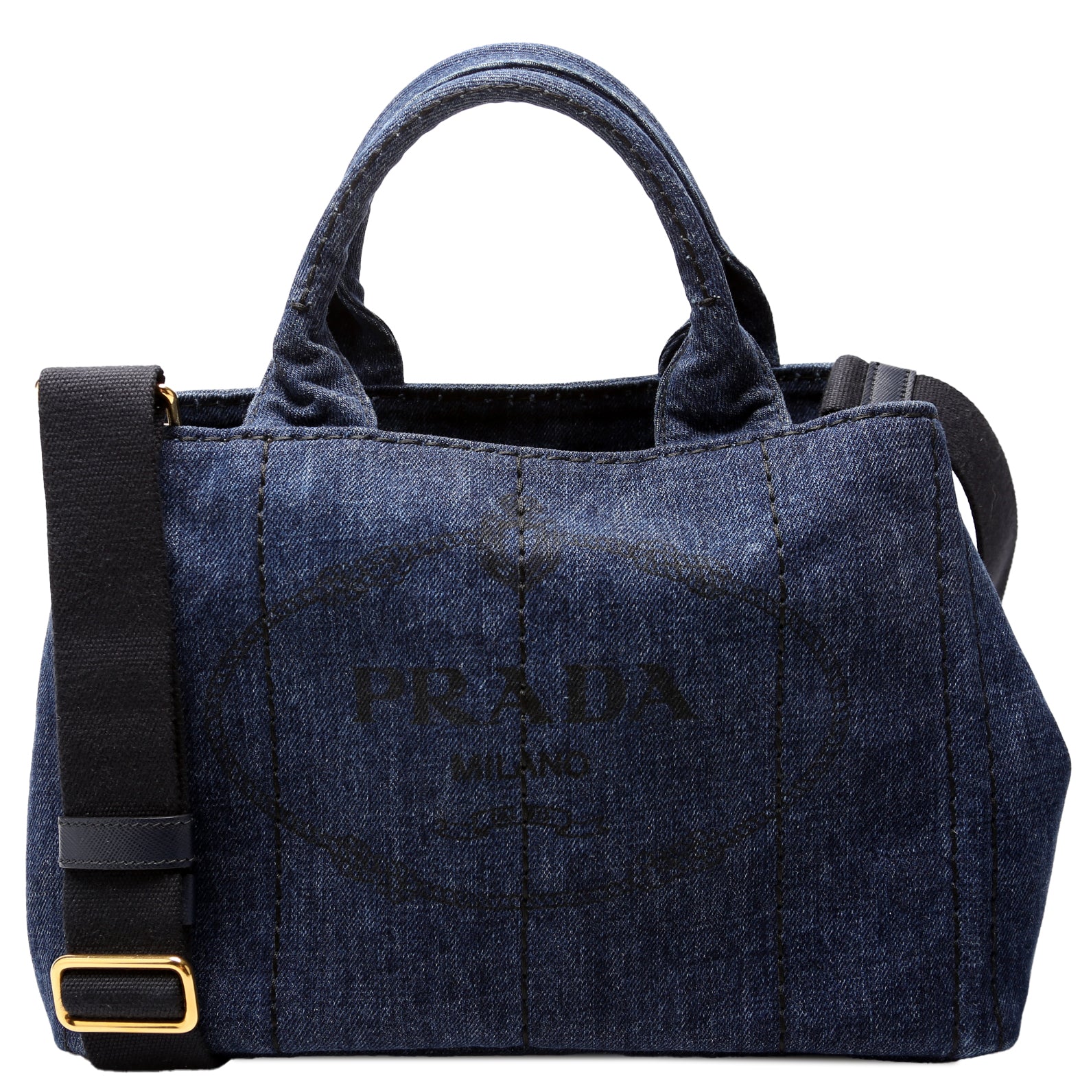 Prada Canapa Denim Canvas Tote Bag
