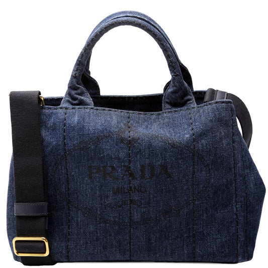 Prada Canapa Denim Canvas Tote Bag