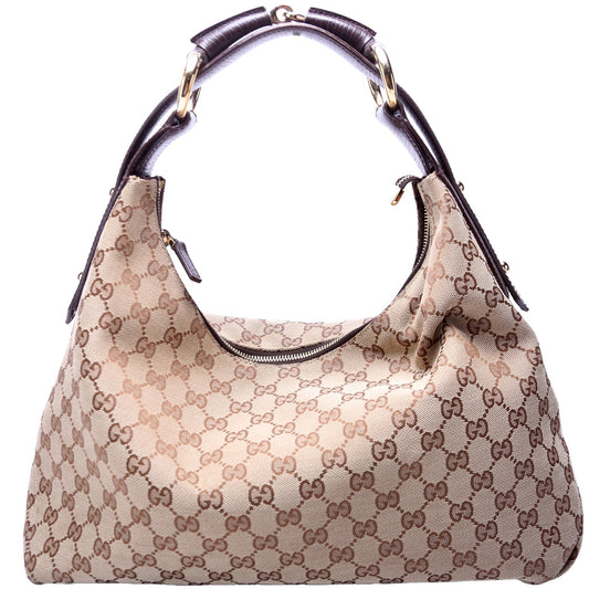 Gucci Horsebit GG Canvas Hobo Bag