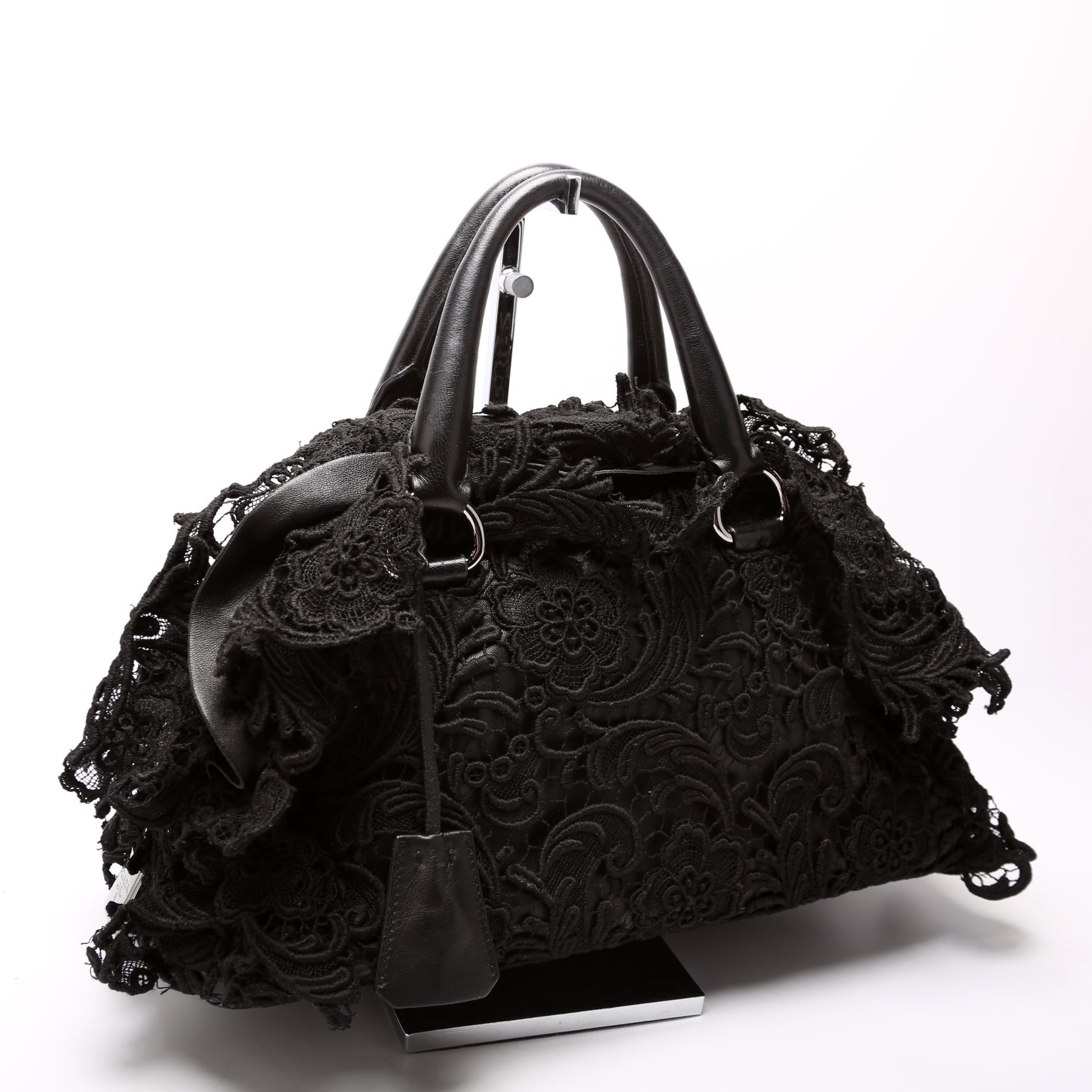Prada Pizzo Lace Top Handle Bag