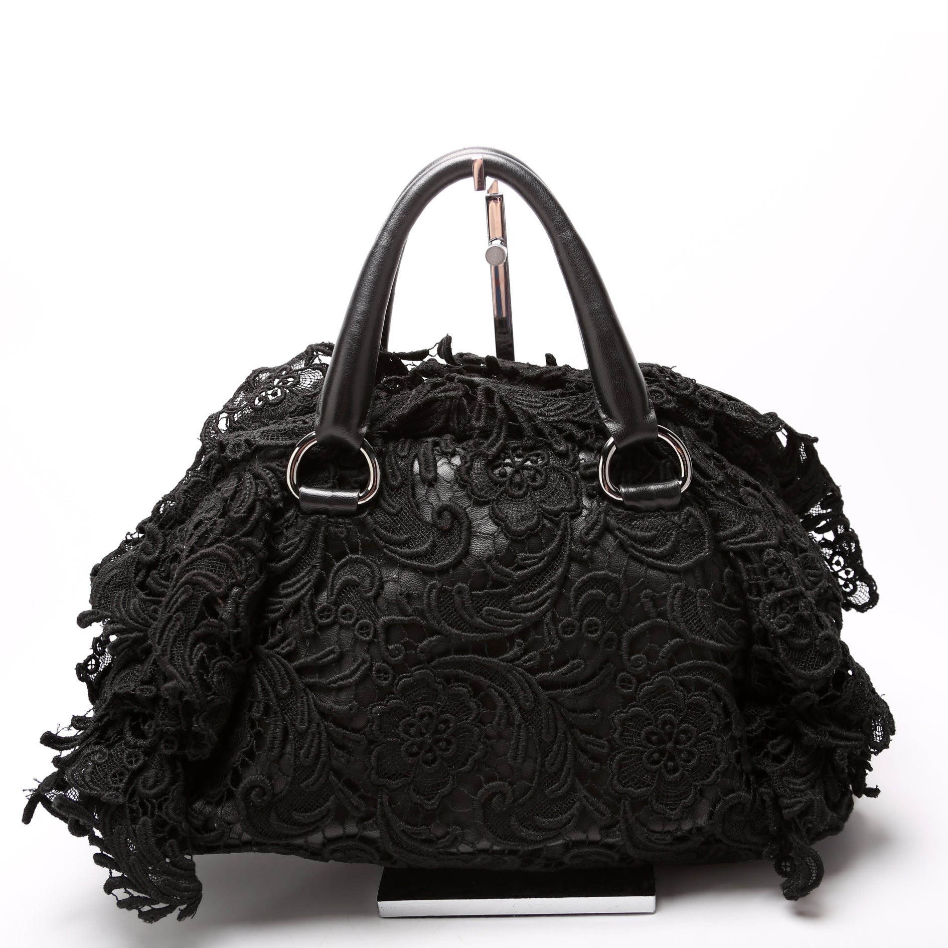 Prada Pizzo Lace Top Handle Bag