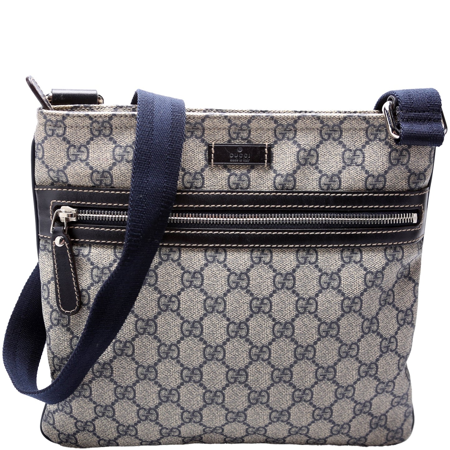 Gucci GG Supreme Flat Zip Messenger Bag