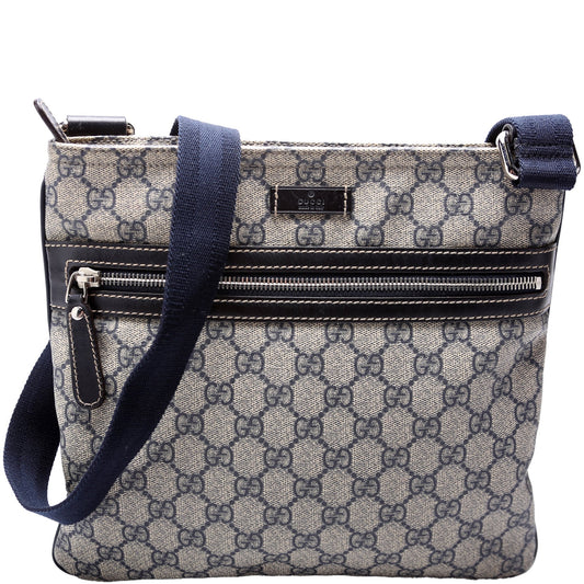 Gucci GG Supreme Flat Zip Messenger Bag