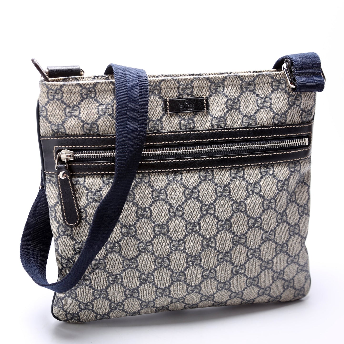 Gucci GG Supreme Flat Zip Messenger Bag