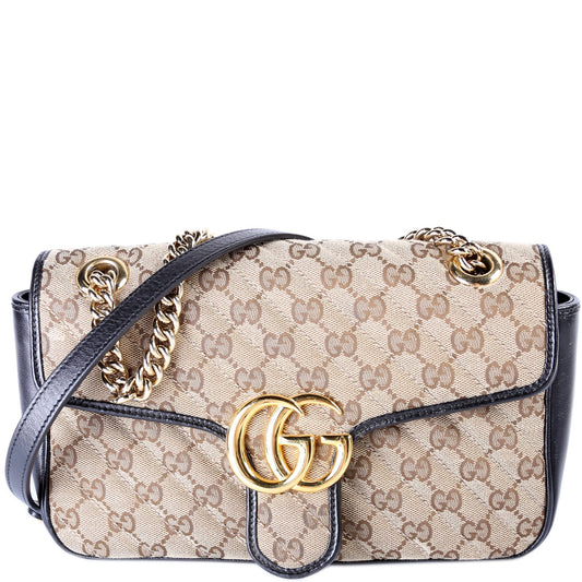 Gucci 443497 Marmont GG Canvas Shoulder Small Flap Bag