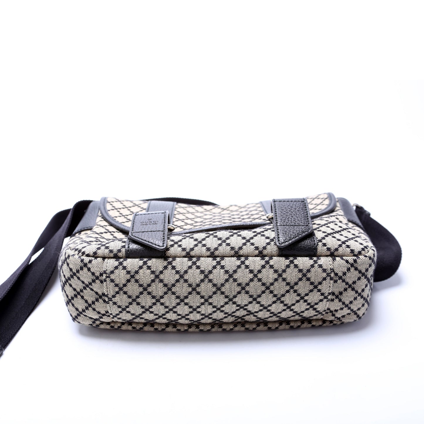 Gucci 374429 Diamante Canvas Double Buckle Flap Small Messenger Bag