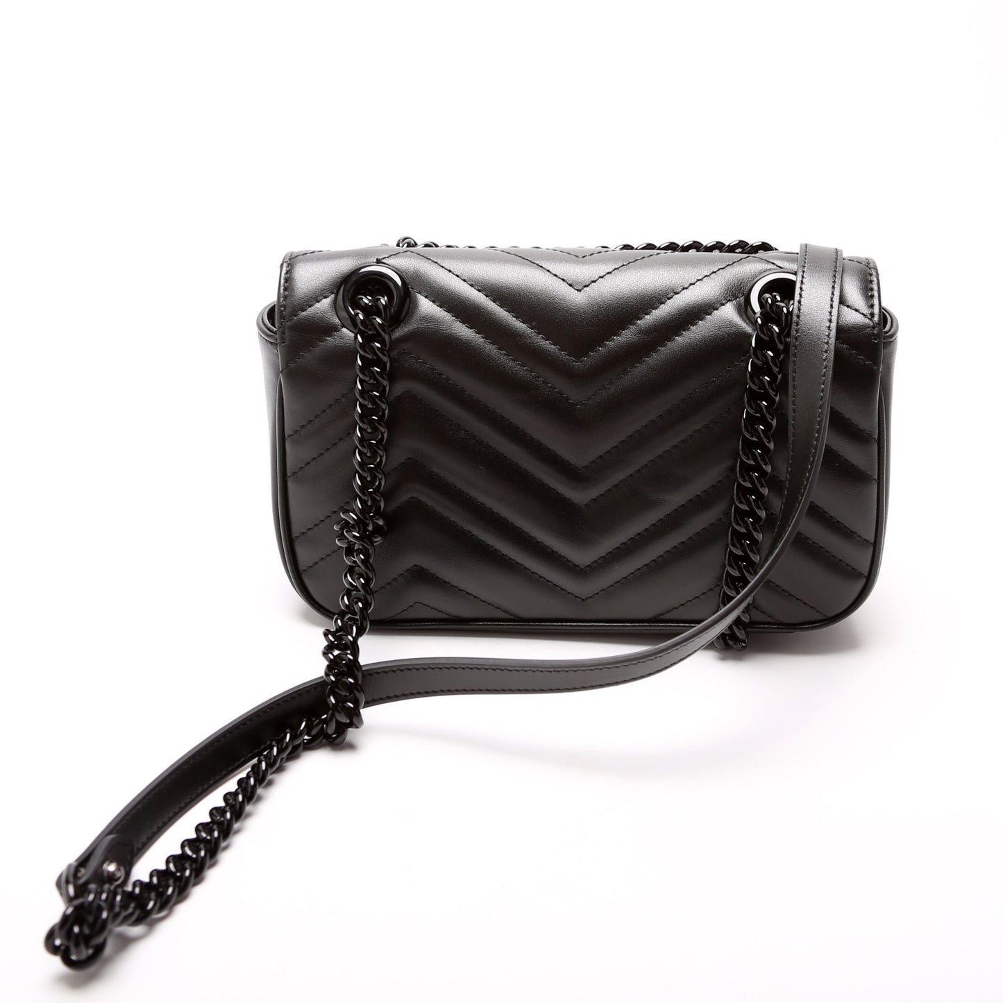 Gucci 446744 Marmont Monochrome Leather Shoulder Mini Flap Bag