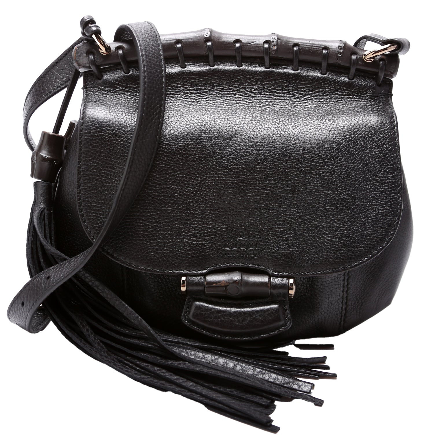 Gucci 347104 Calfskin Bamboo Nouveau Shoulder Small Bag