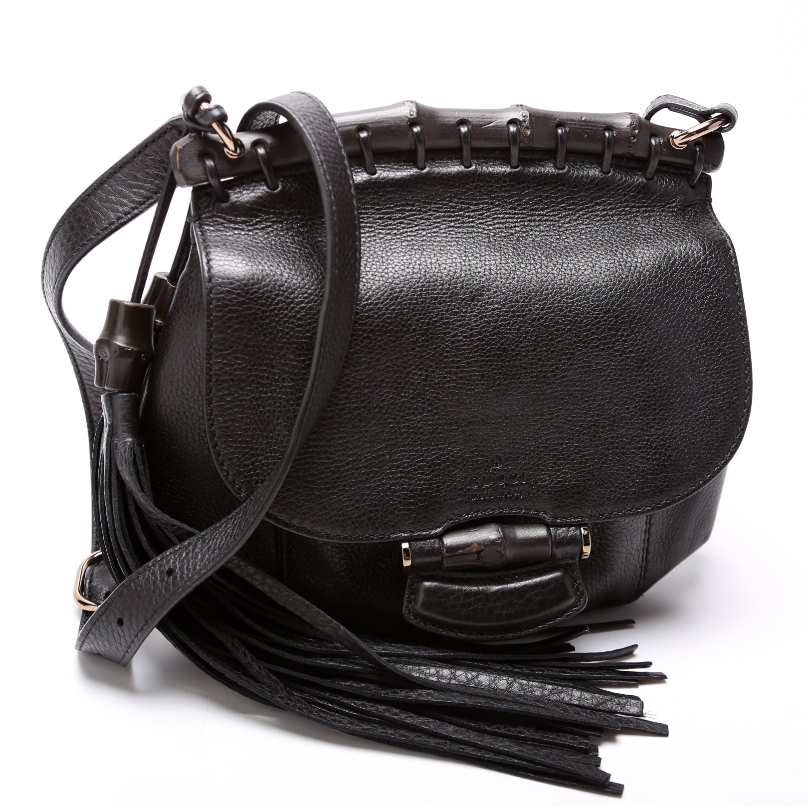 Gucci 347104 Calfskin Bamboo Nouveau Shoulder Small Bag