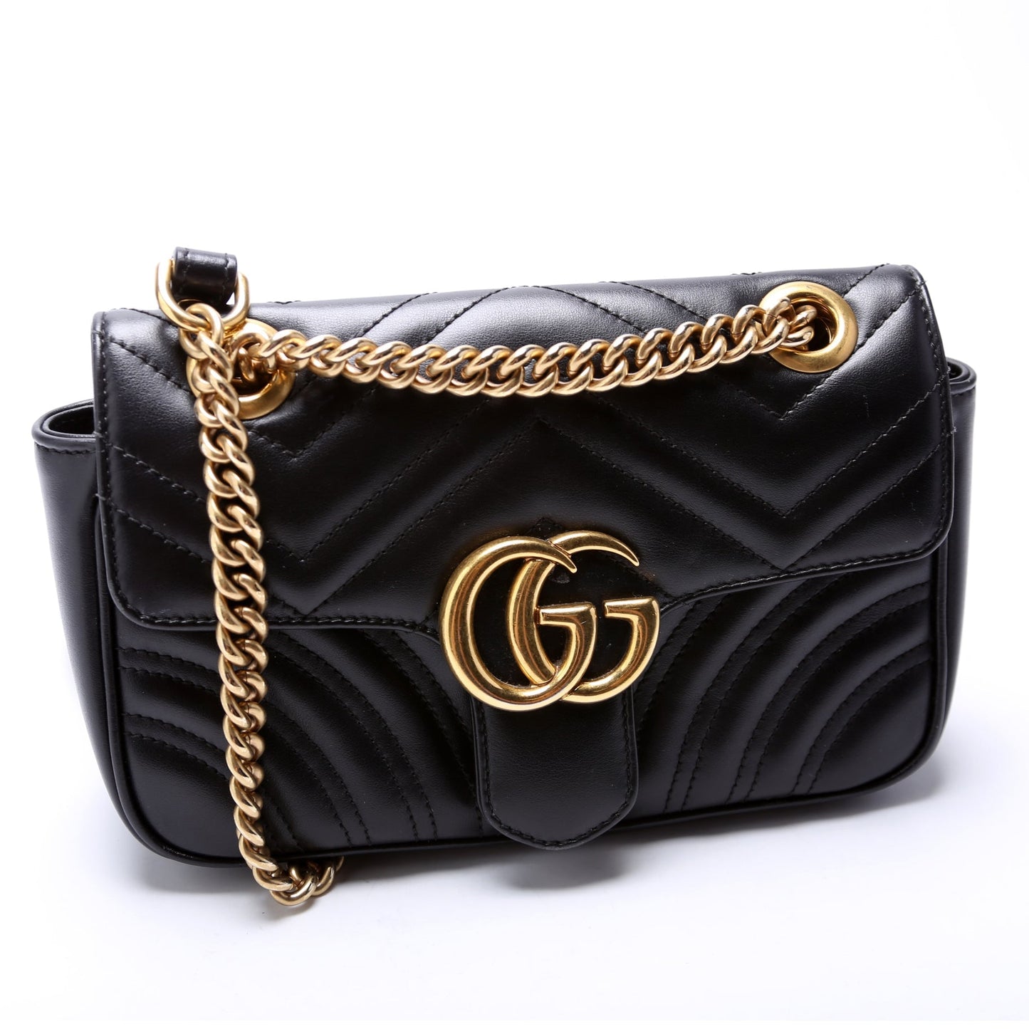 Gucci 446744 Marmont Leather Shoulder Mini Flap Bag