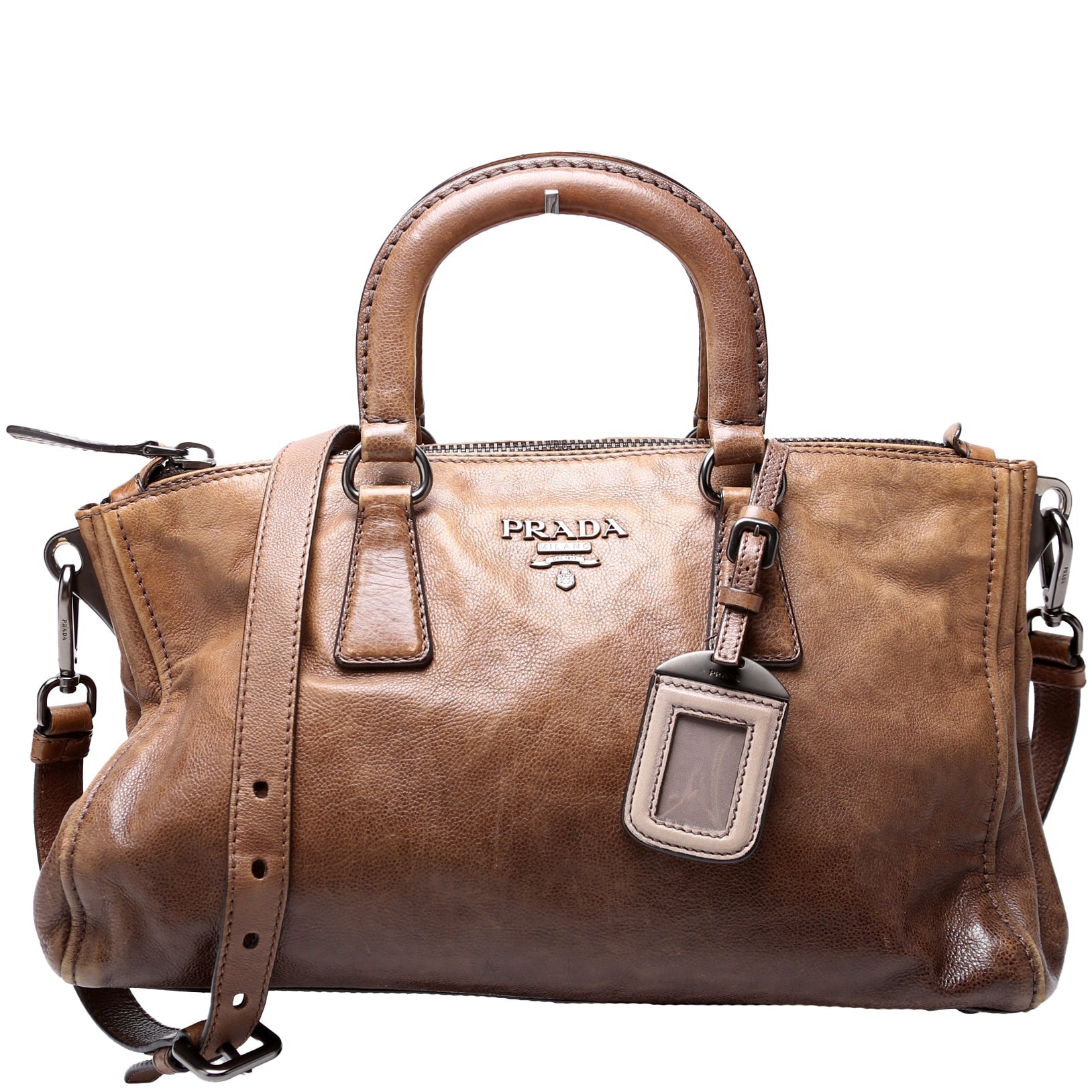 Prada Glace Calfskin Top Handle Satchel Bag