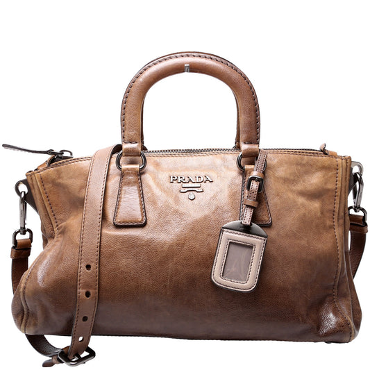 Prada Glace Calfskin Top Handle Satchel Bag