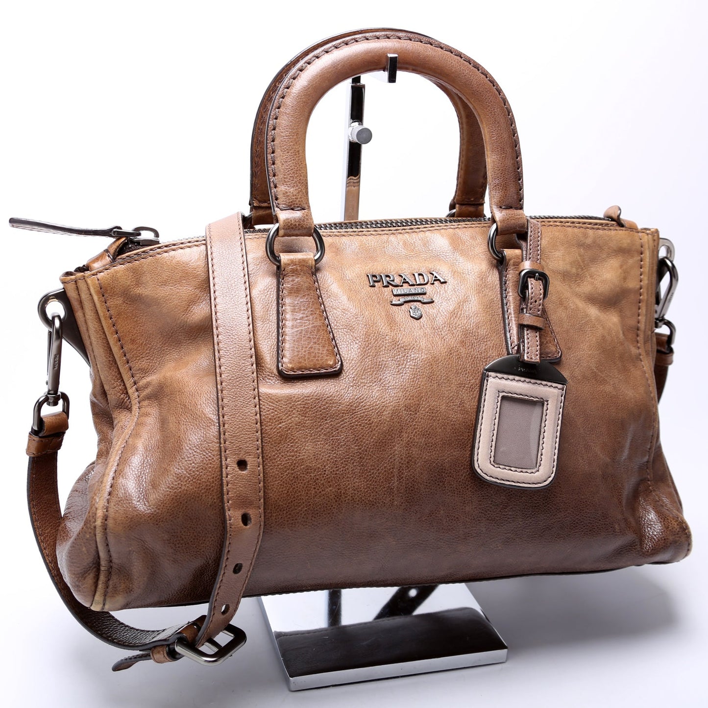 Prada Glace Calfskin Top Handle Satchel Bag