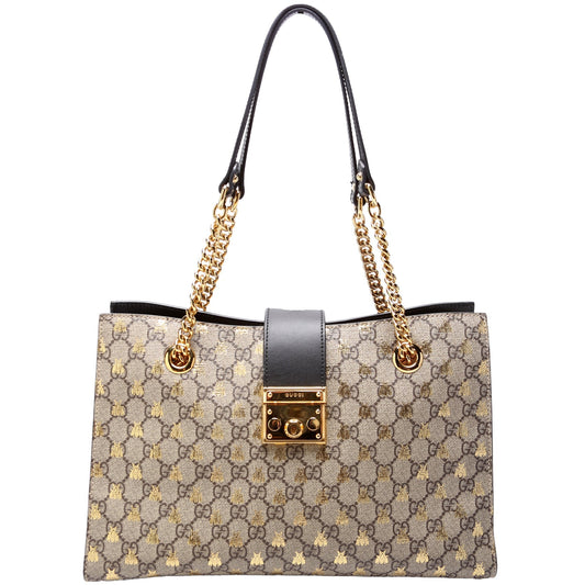 Gucci 479197 Padlock GG Bees Shoulder Medium Bag