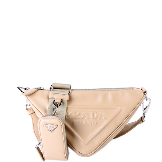Prada Triangle Logo Leather Shoulder Bag