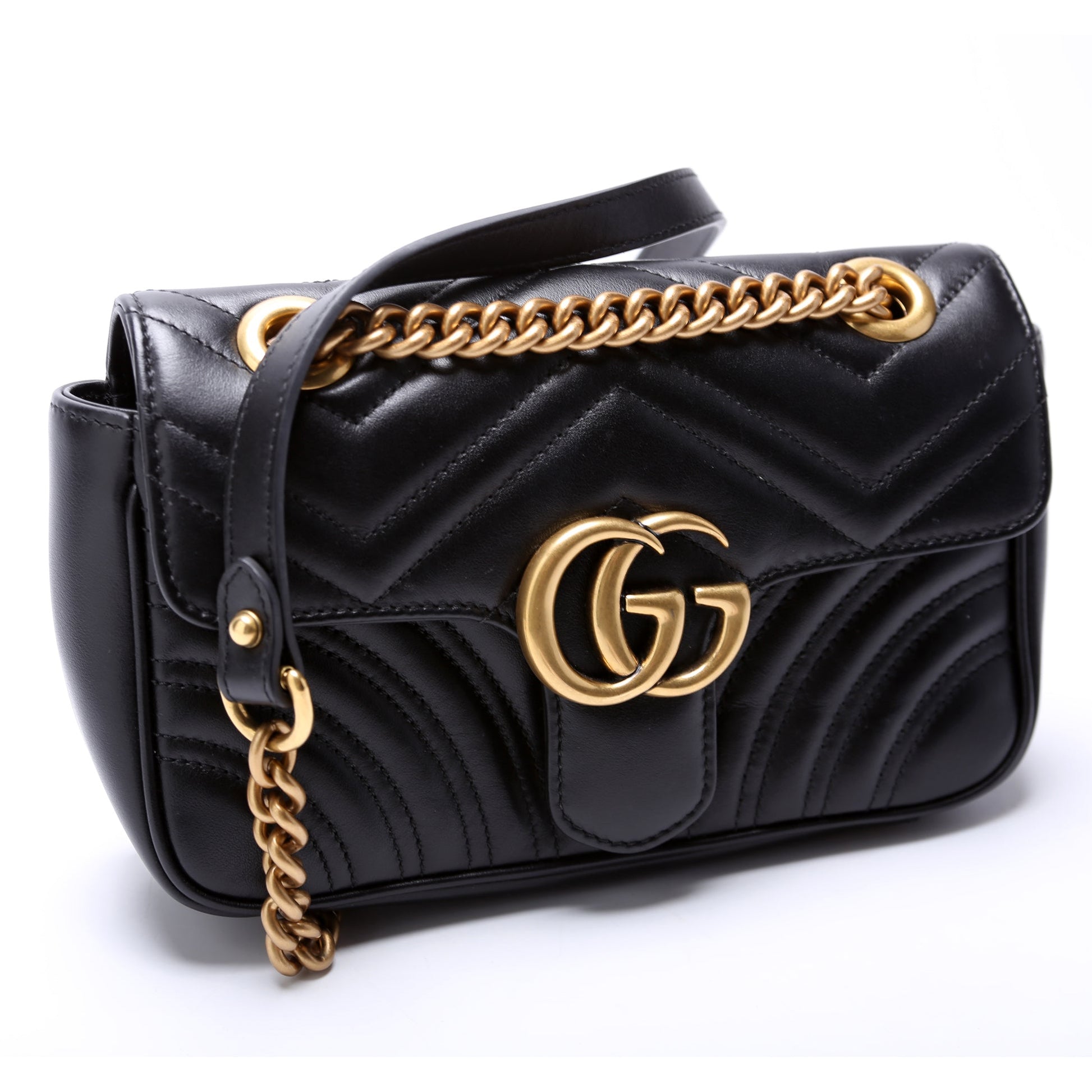 Gucci 446744 Marmont Leather Shoulder Mini Flap Bag