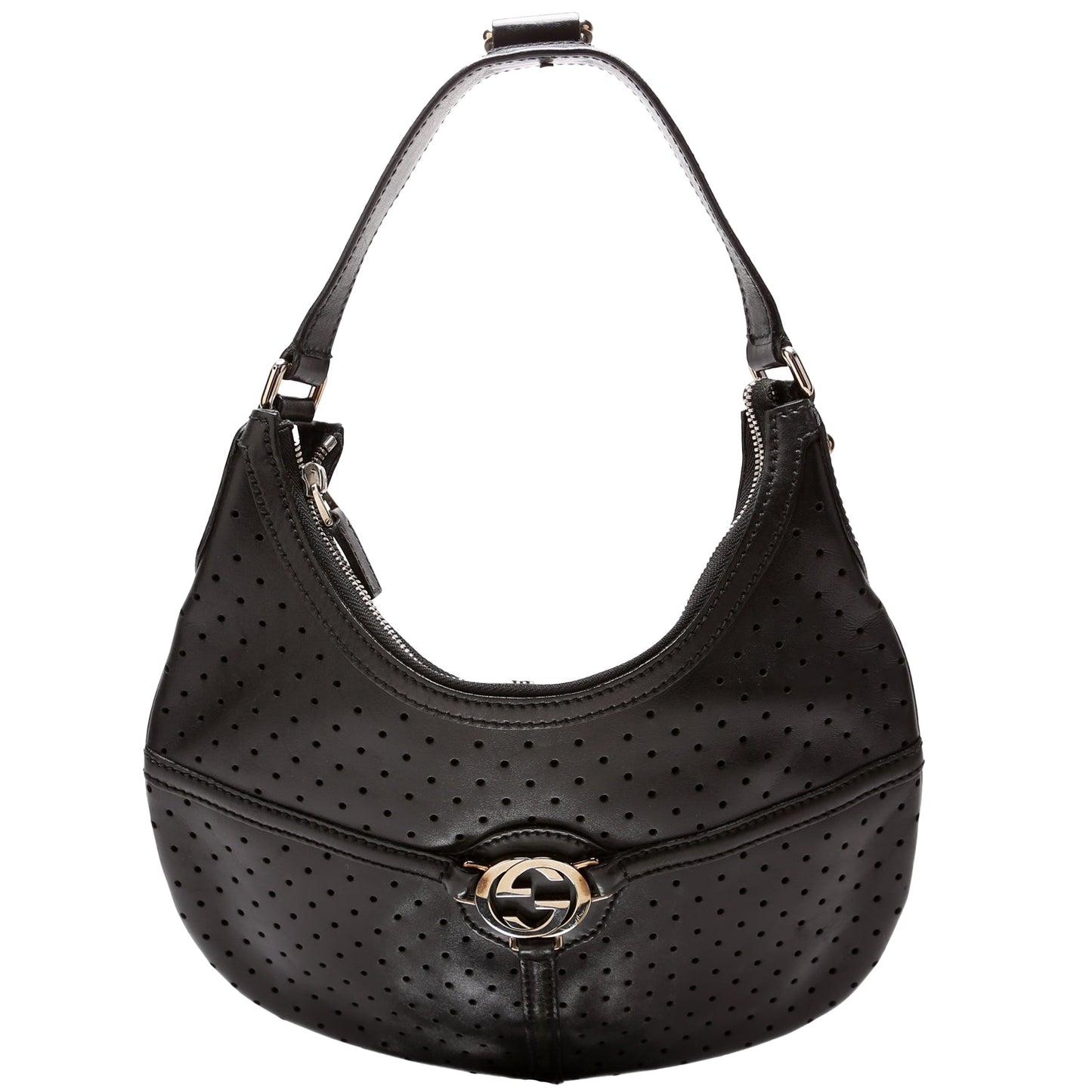 Gucci 114869 Reins Hobo Perforated Leather Bag