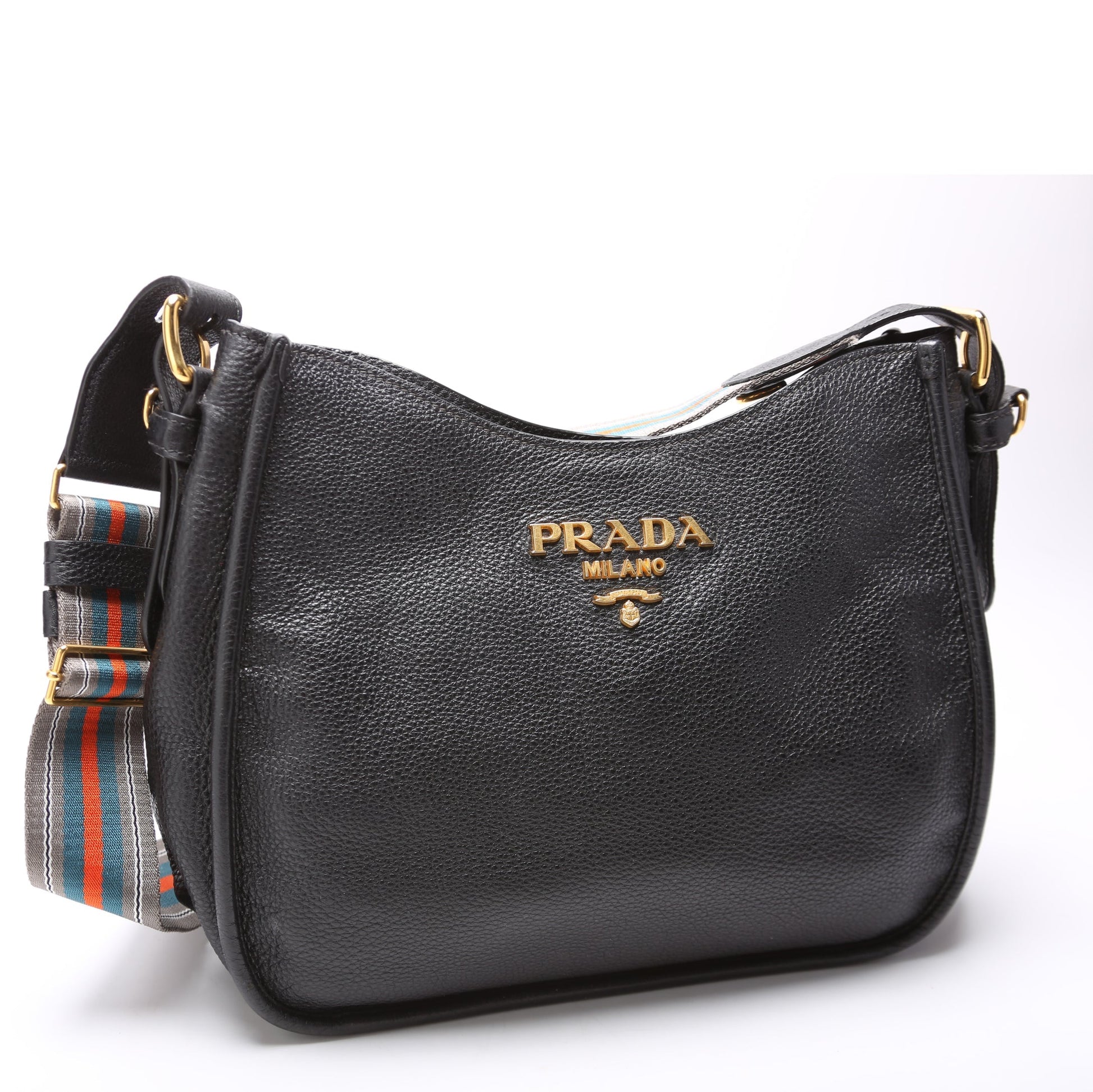 Prada Vitello Daino Hobo Black Bag