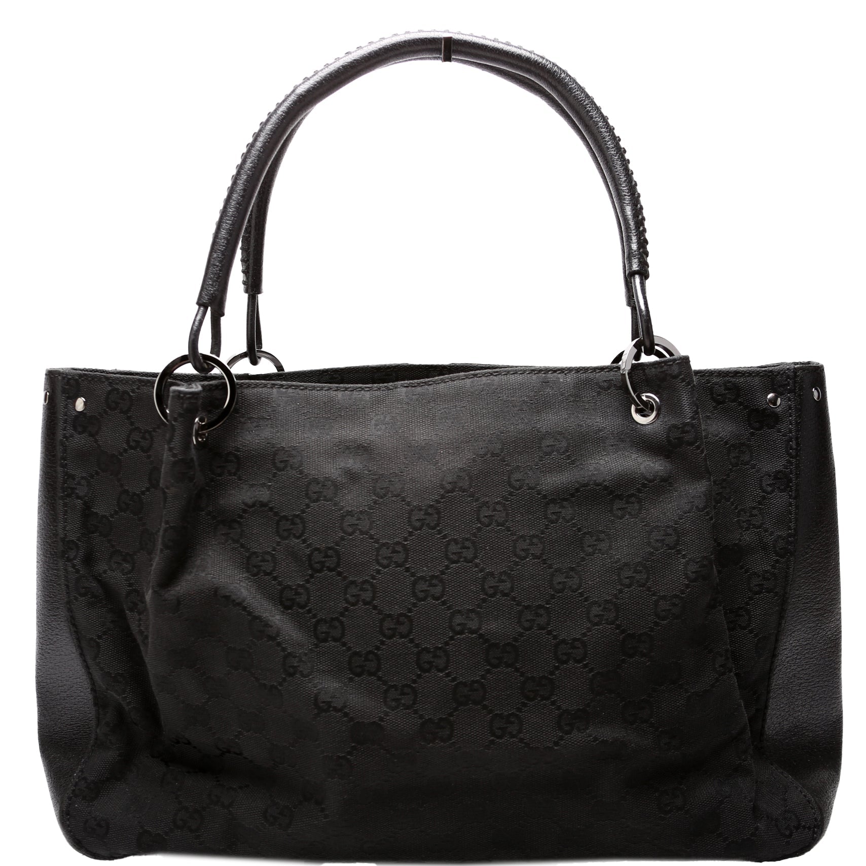 Gucci 115015 GG Canvas Tote Black Bag