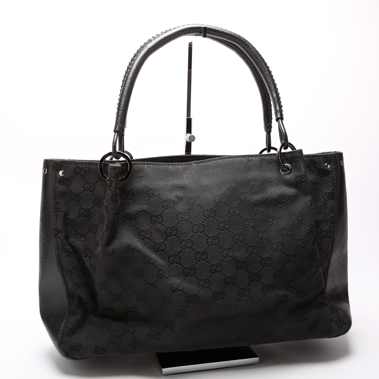 Gucci 115015 GG Canvas Tote Black Bag