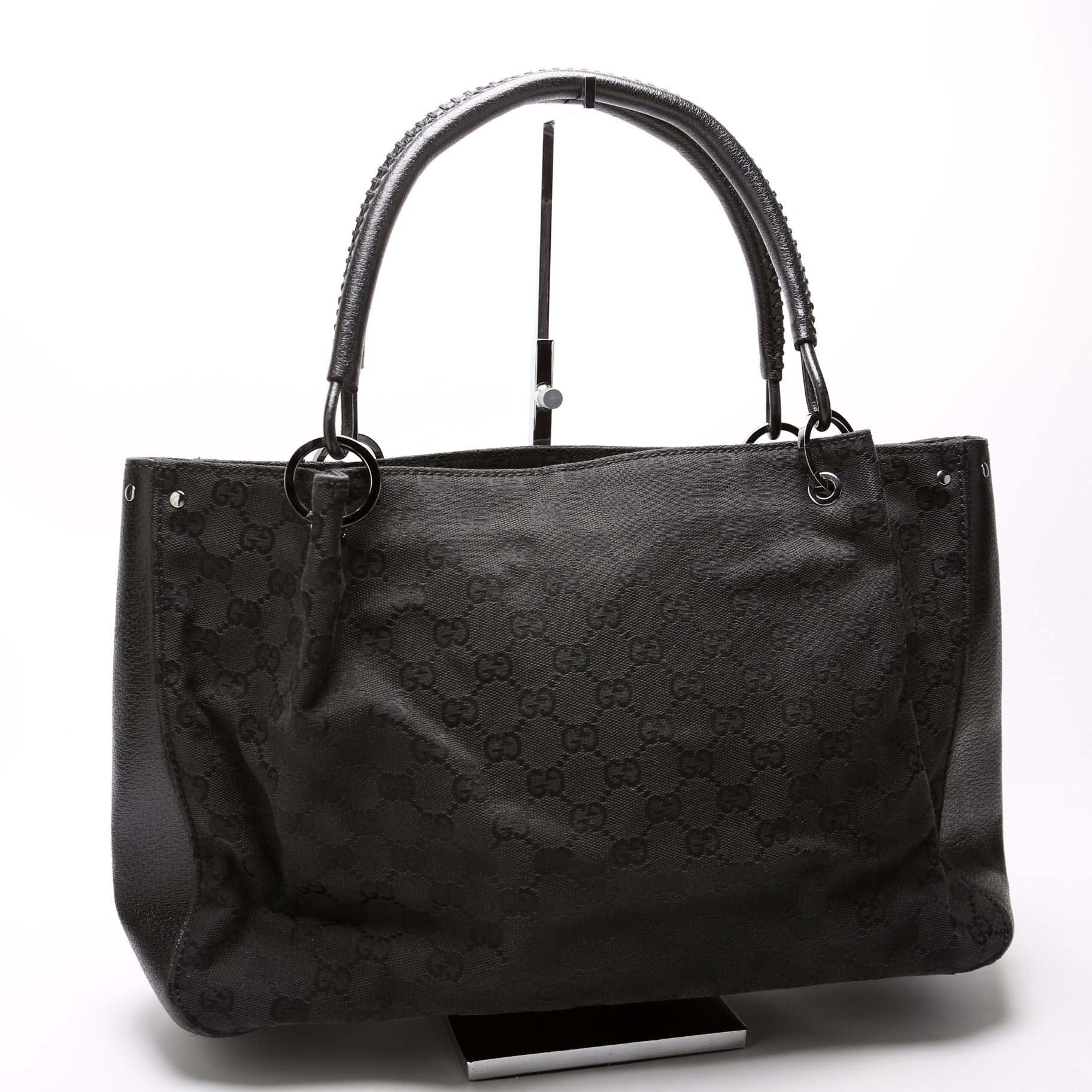 Gucci 115015 GG Canvas Tote Black Bag