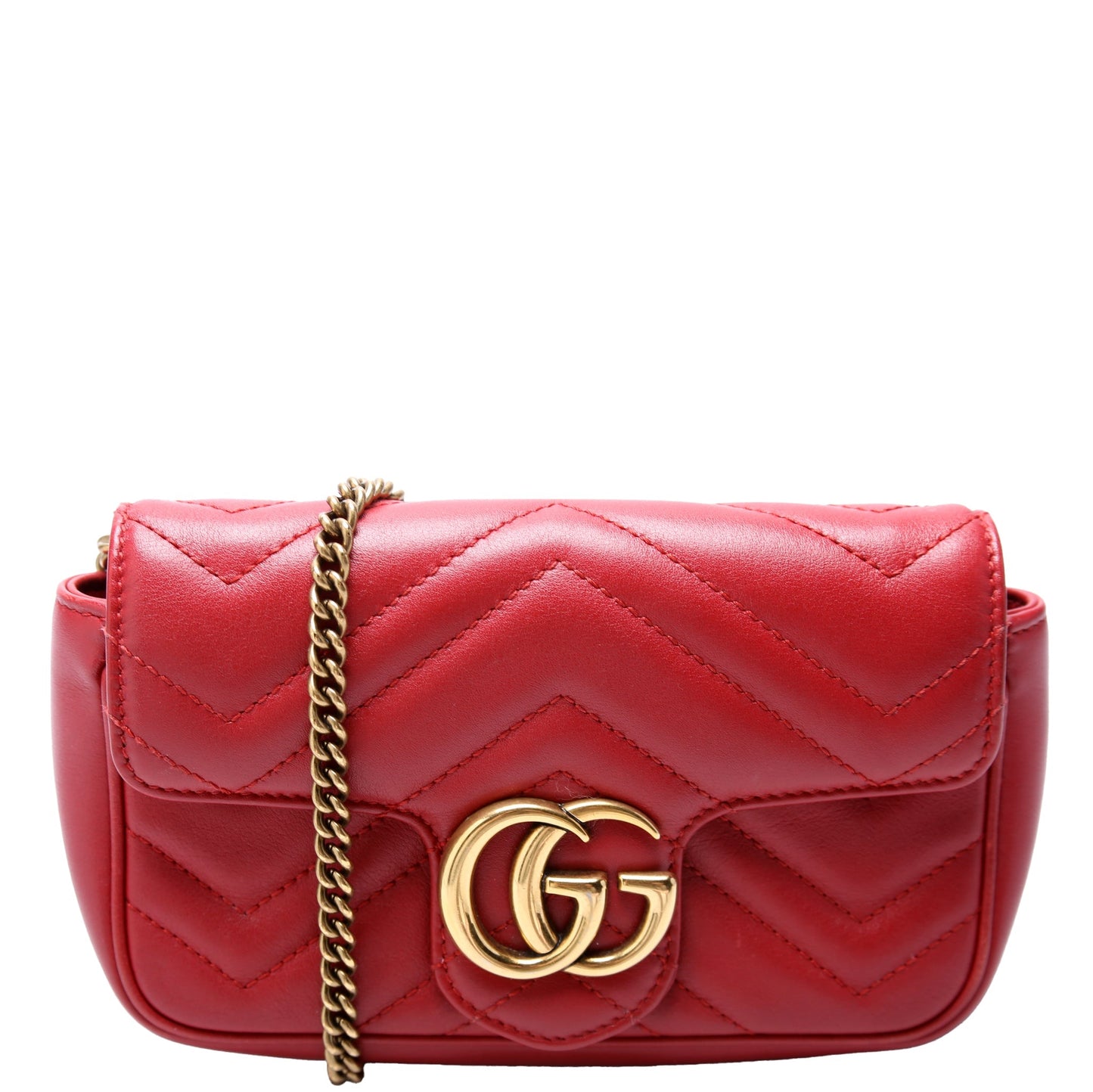 Gucci 476433 Marmont Leather Super Mini Flap Red Bag