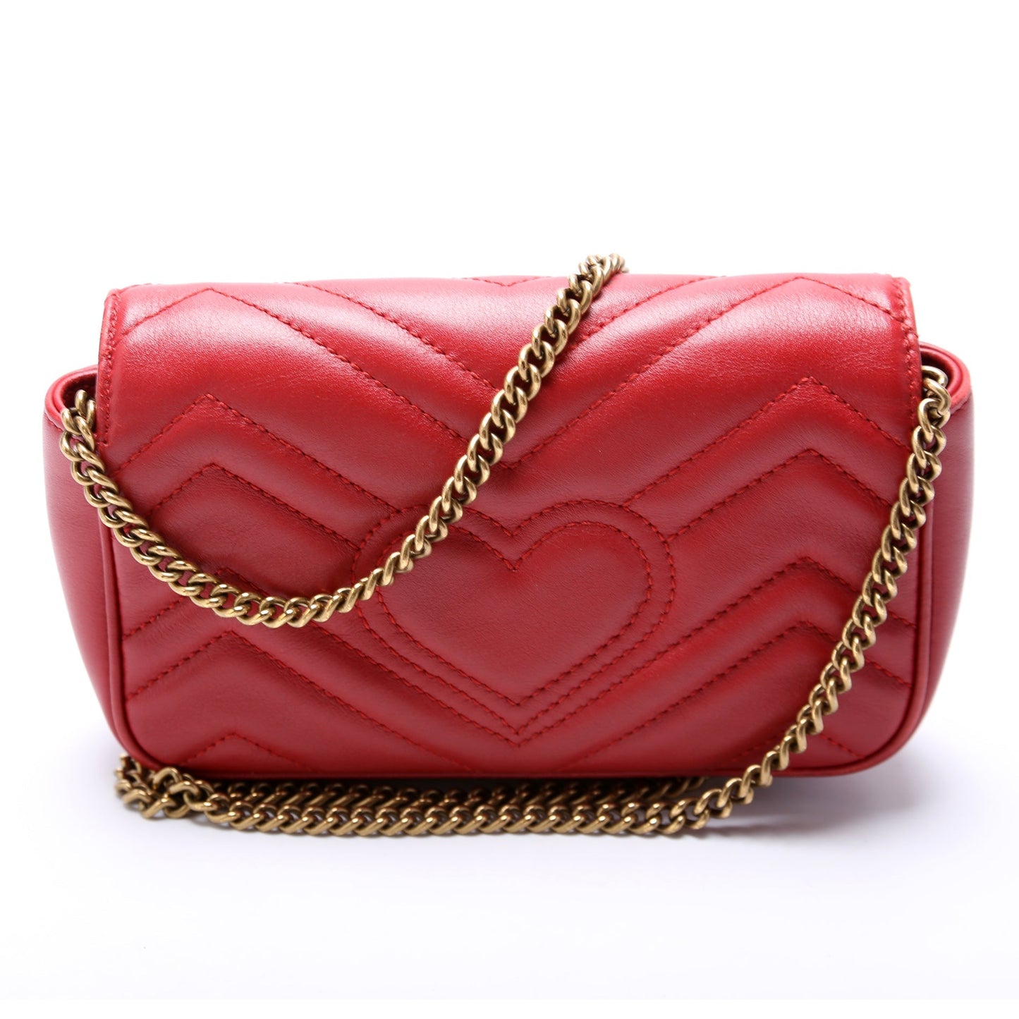 Gucci 476433 Marmont Leather Super Mini Flap Red Bag