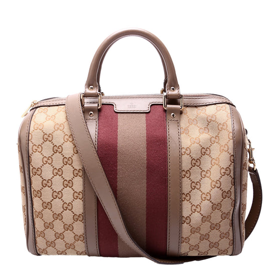 Gucci Boston Canvas 247205 Taupe Bag
