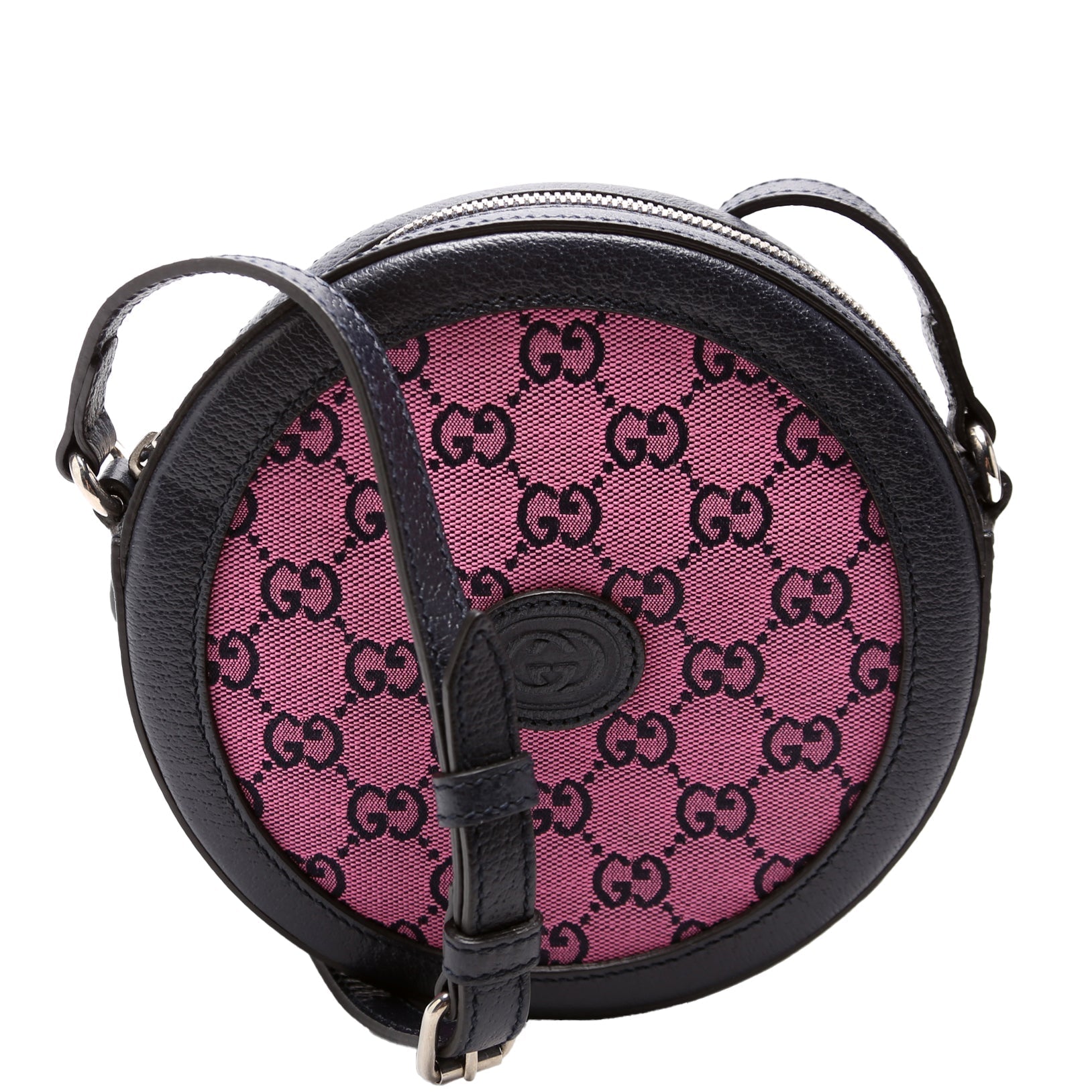 Gucci 658825 GG Multicolor Canvas Interlocking G Round Pink Bag