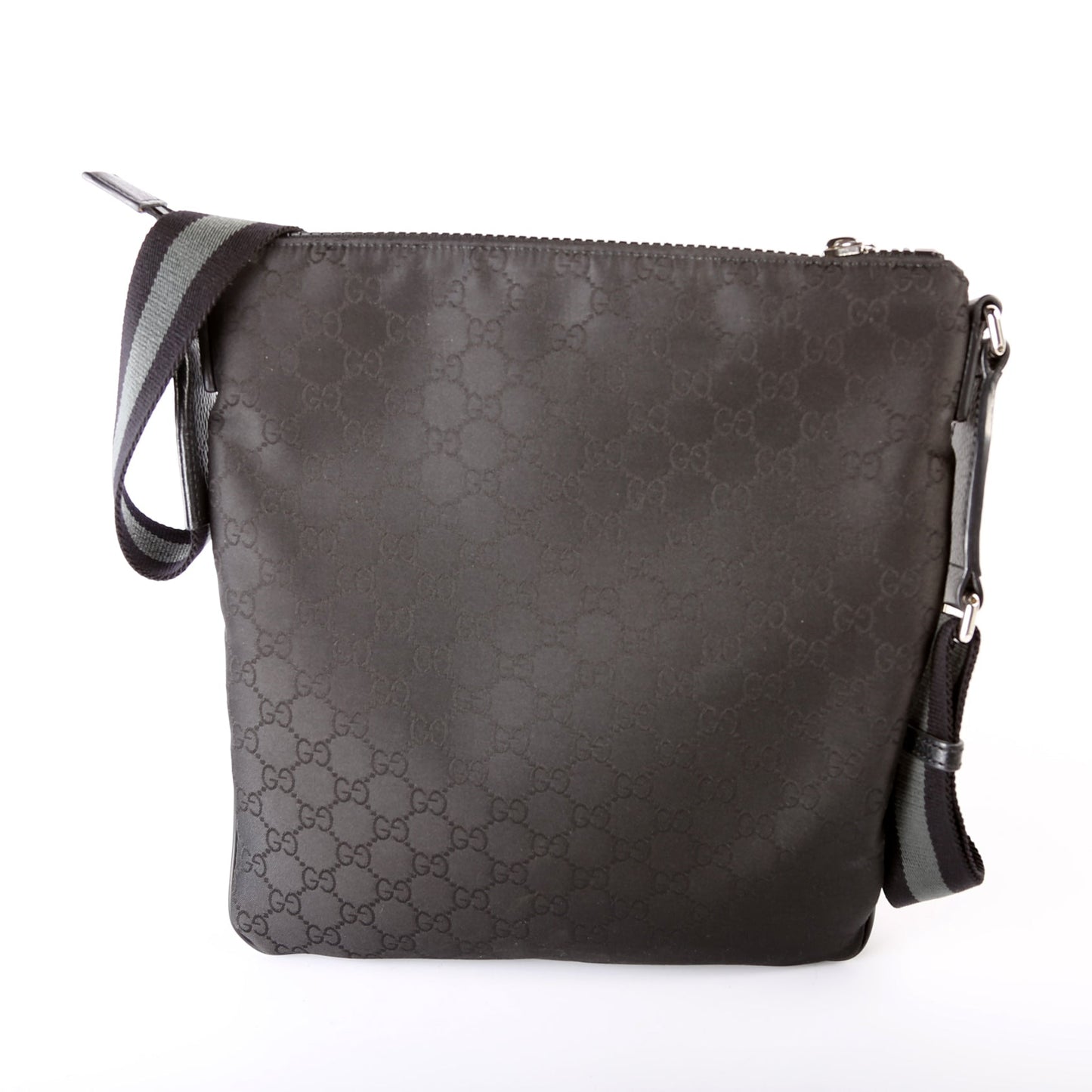 Gucci 449184 GG Nylon Small Flat Messenger Black Bag