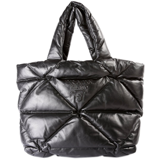 Prada 1BG411 Soft Nappa Padded System Tote Black Bag