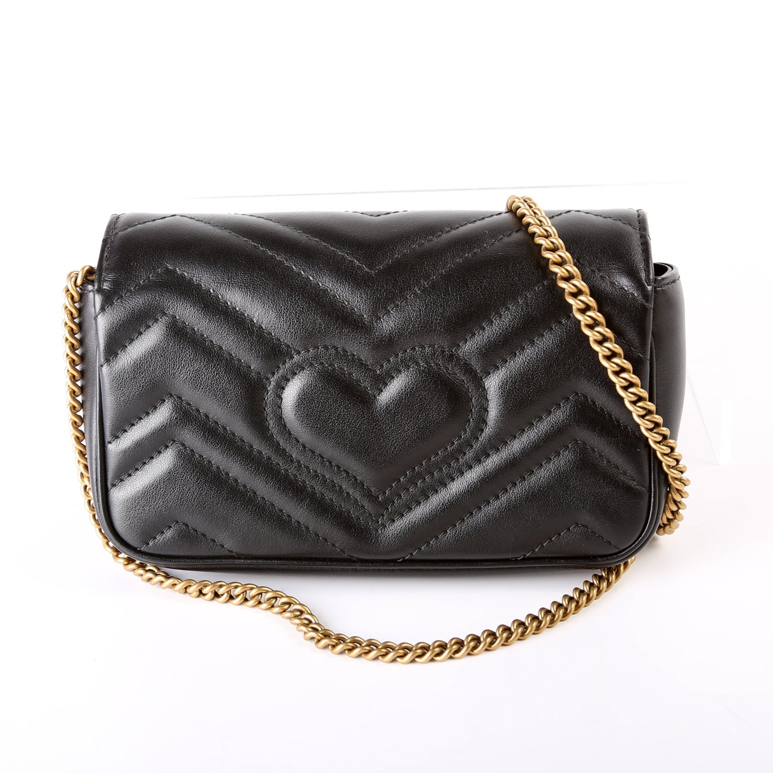 Gucci 476433 Marmont Leather Super Mini Flap Black Bag