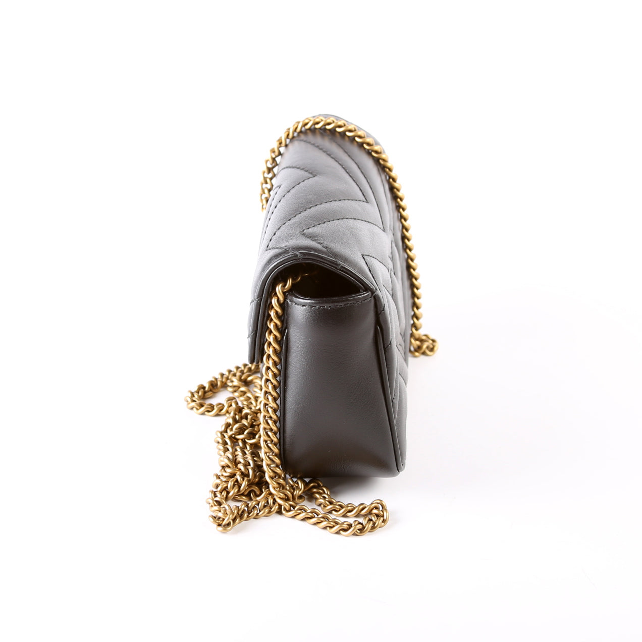 Gucci 476433 Marmont Leather Super Mini Flap Black Bag