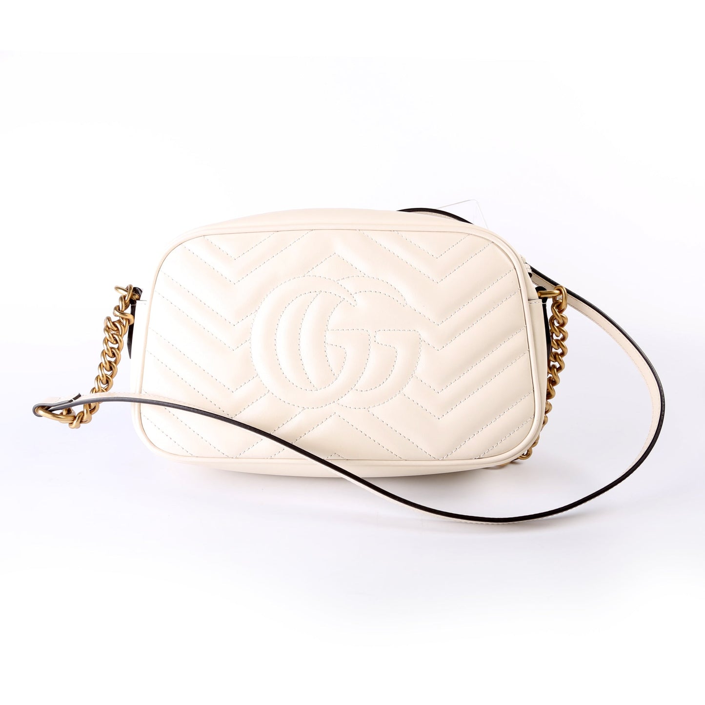 Gucci 447632 Marmont Small Leather Camera White Bag
