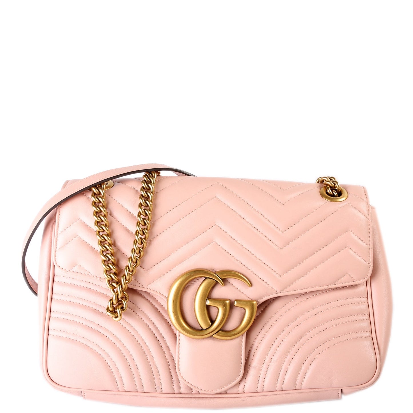 Gucci 443496 Marmont Leather Shoulder Medium Pink Bag