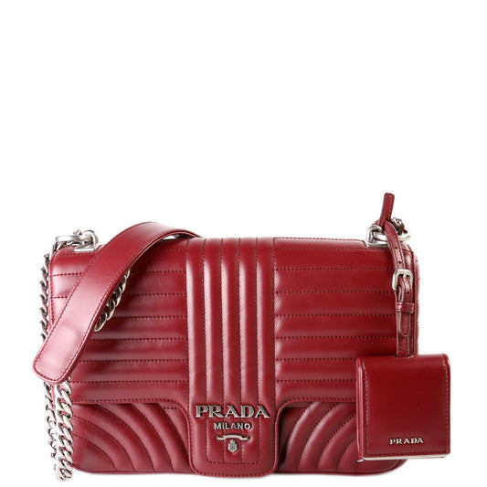 Prada Diagramme Soft Calfskin Burgundy Bag