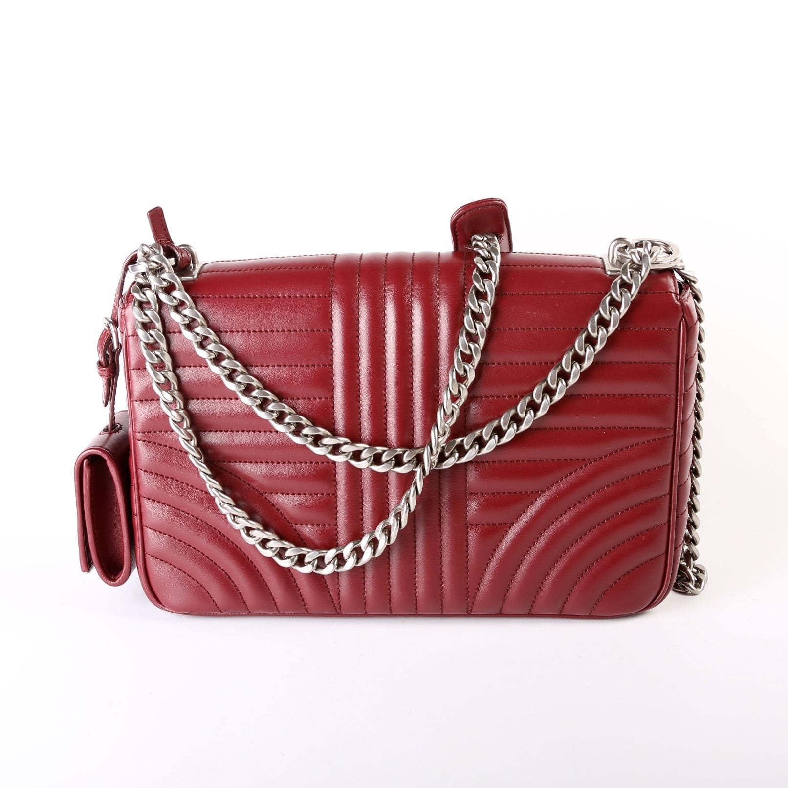 Prada Diagramme Soft Calfskin Burgundy Bag
