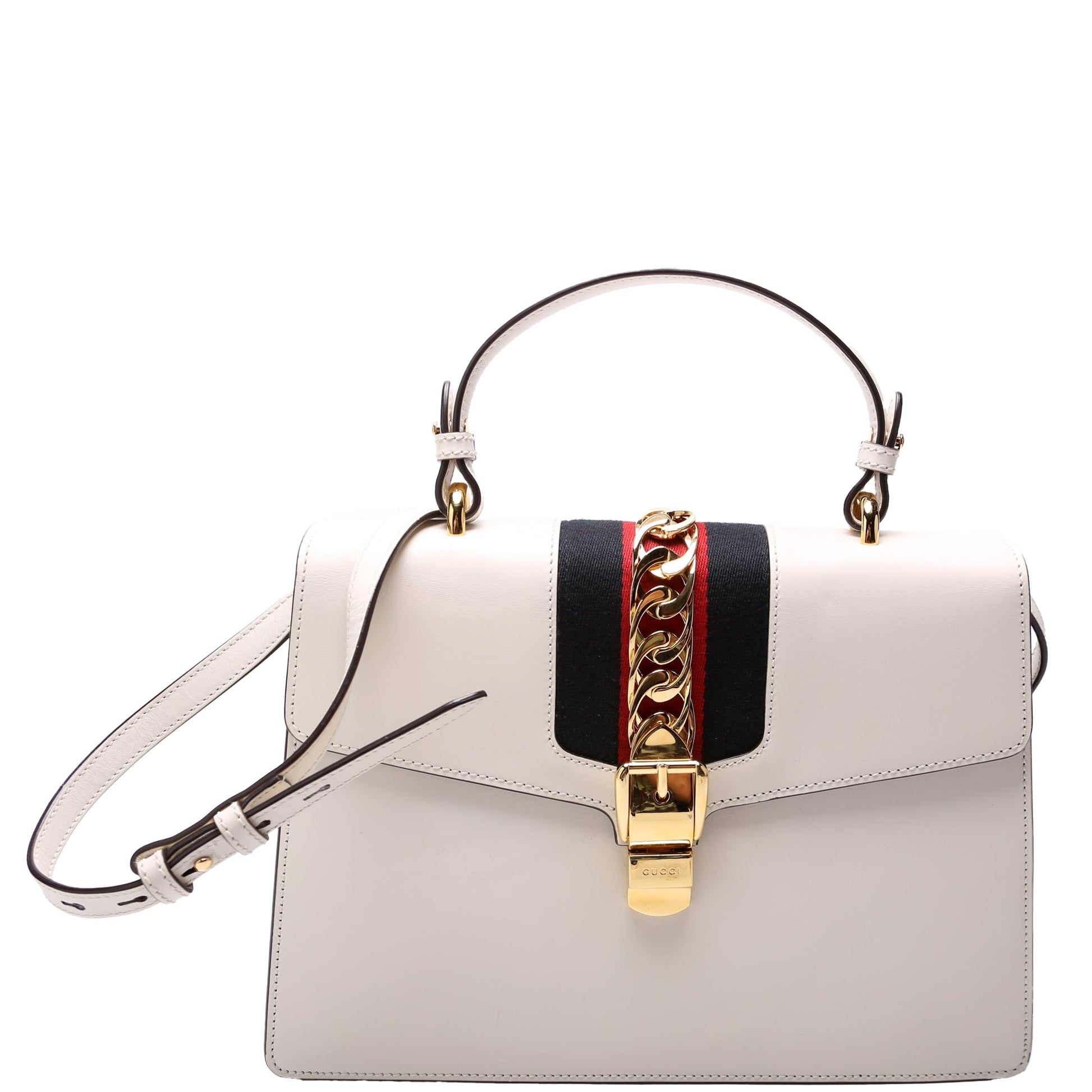 Gucci 431665 Sylvie Top Handle Medium White Bag