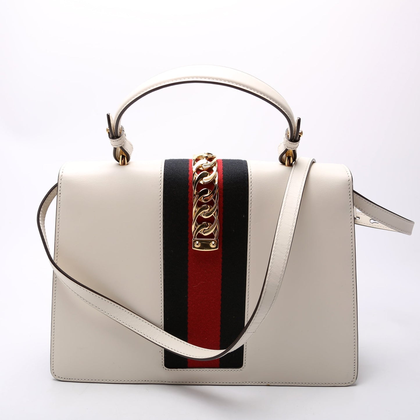 Gucci 431665 Sylvie Top Handle Medium White Bag