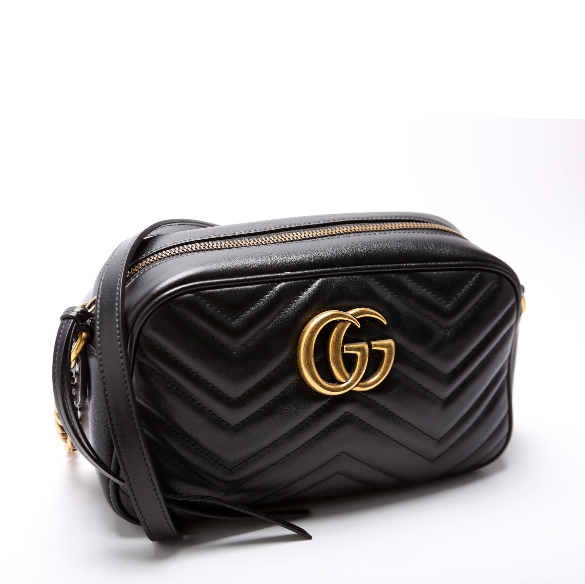 Gucci 447632 Marmont Small Leather Camera Black Bag