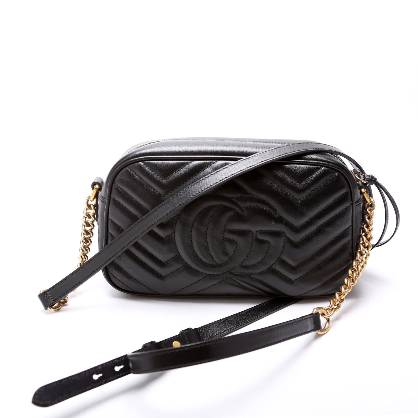 Gucci 447632 Marmont Small Leather Camera Black Bag
