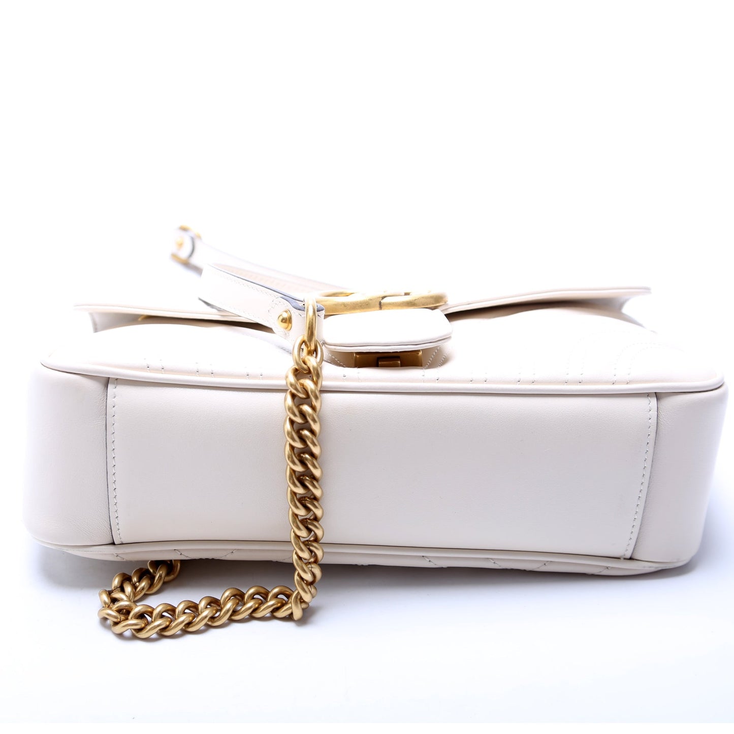 Gucci Marmont Leather Shoulder Small Flap 443497 White Bag