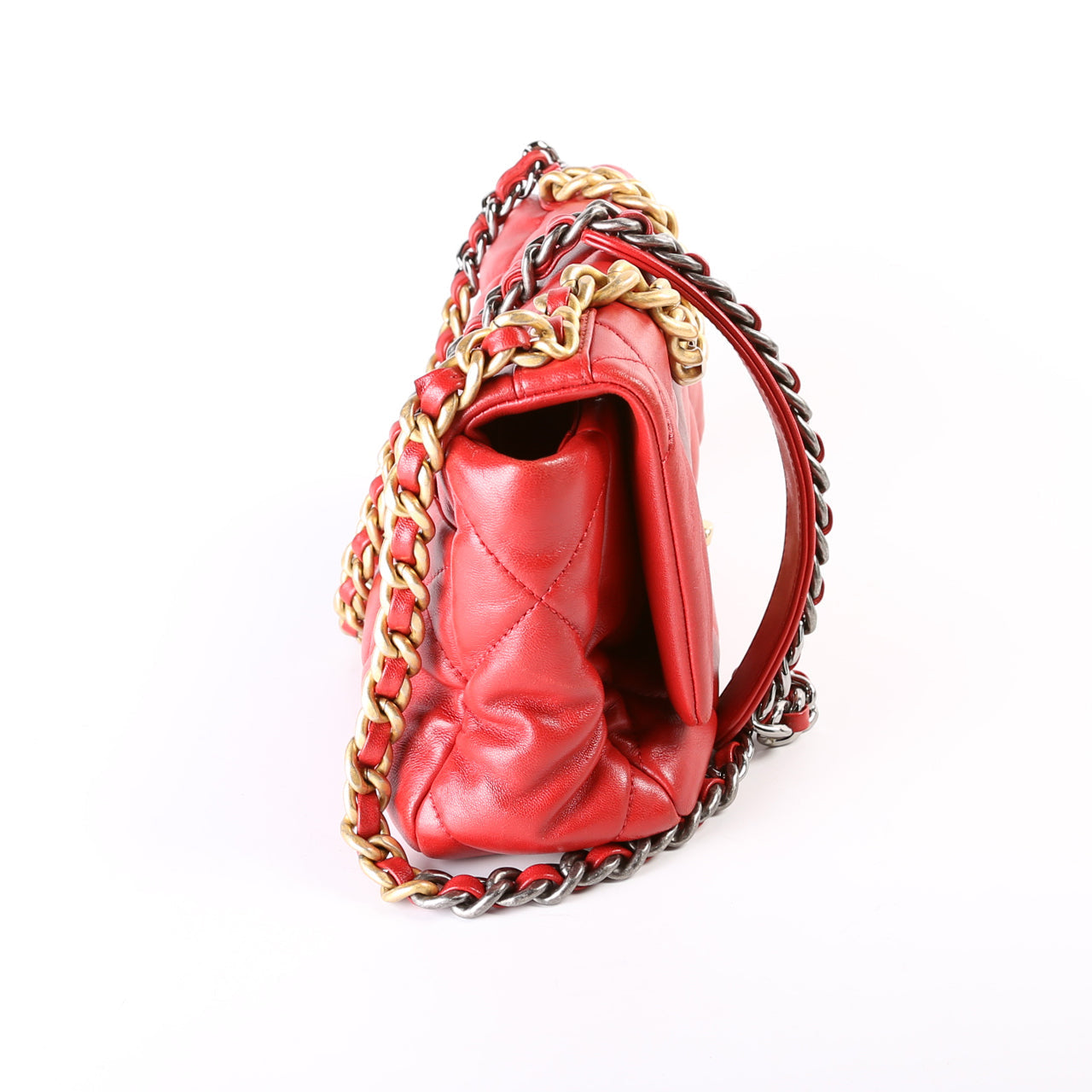 Chanel Quilted Goatskin 19 Medium Flap 30+M Red Bag