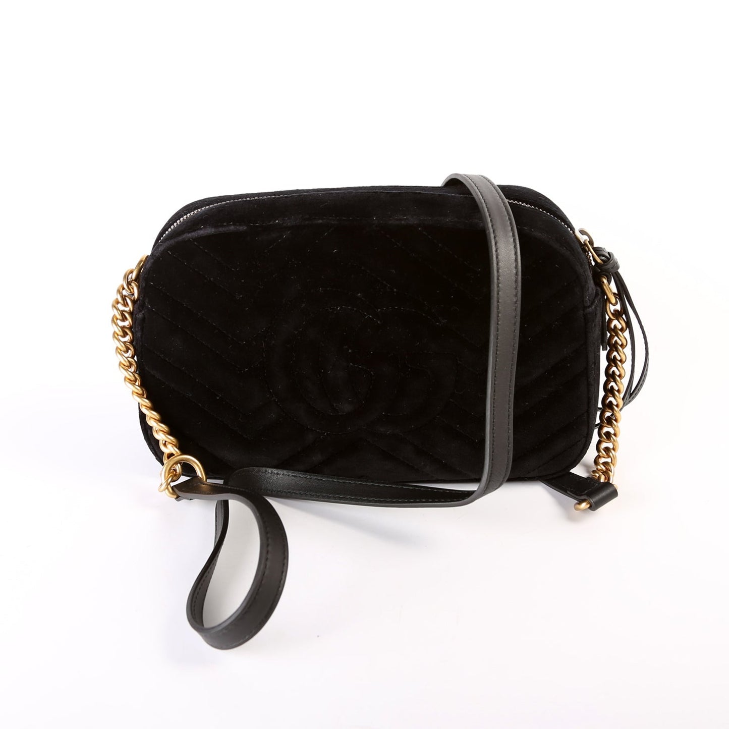 Gucci 447632 Marmont Small Velvet Camera Black Bag
